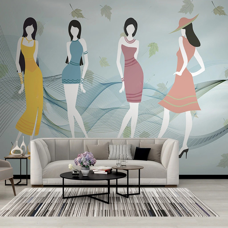 Commercial Wallpaper Printing - 커스텀 벽화 모던 신선한 쇼핑, 상업용