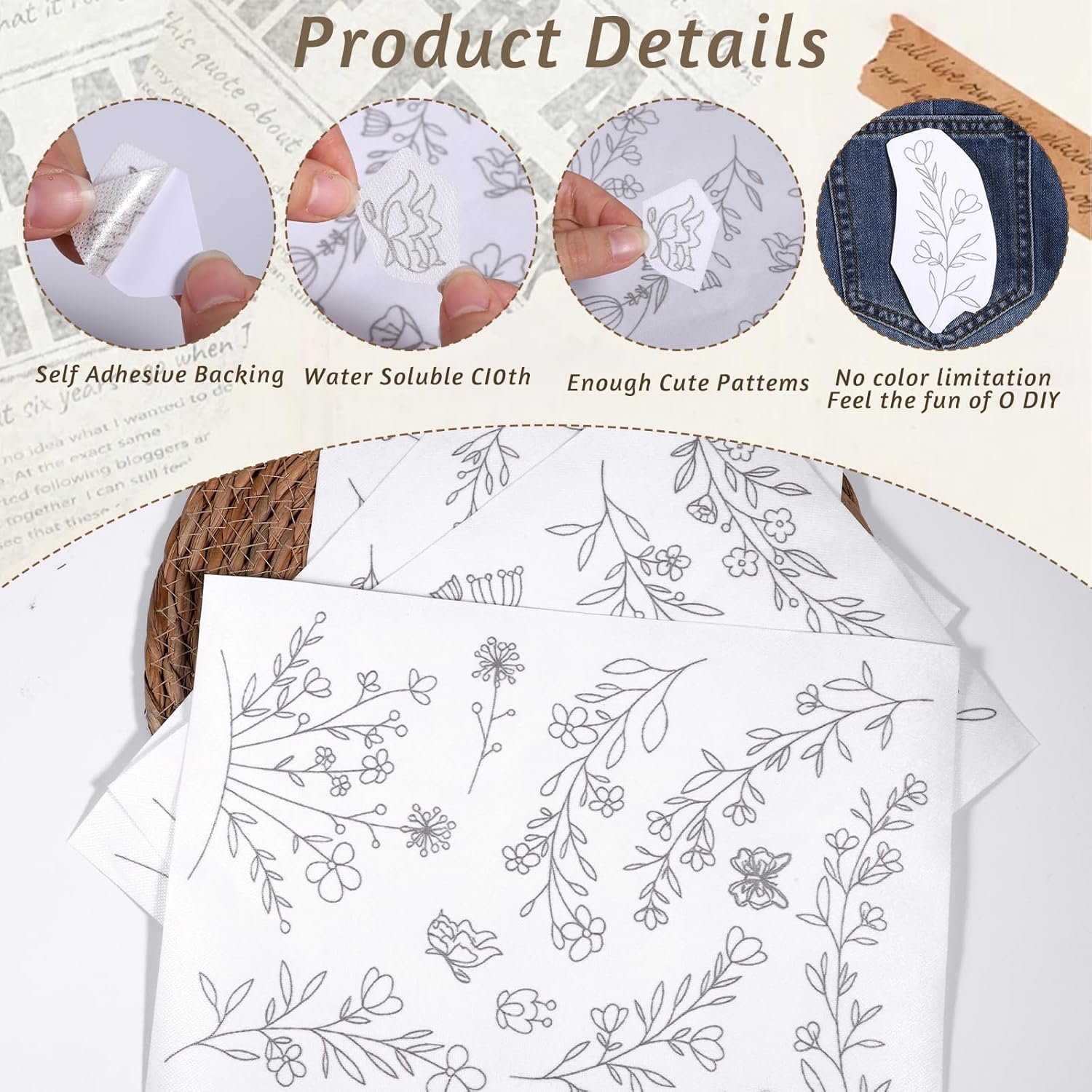 스틱앤스티치 수용성 자수 용지, 꽃무늬 데이지 워시 어 - Embroidery Stabilizer Backing 리뷰 및 가격