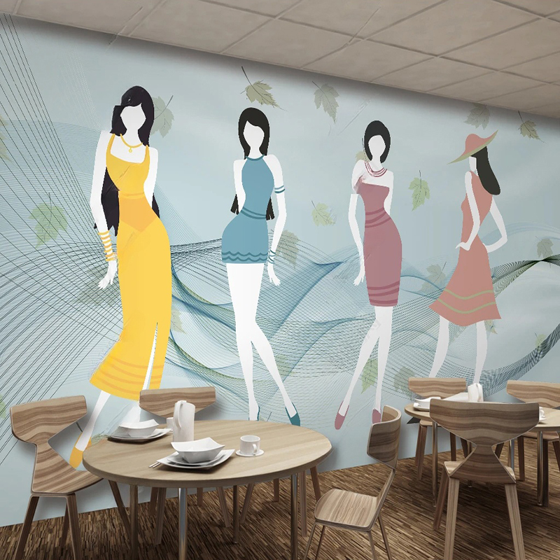 커스텀 벽화 모던 신선한 쇼핑, 상업용 의류 매장 배경 - Commercial Wallpaper Printing 리뷰 및 가격