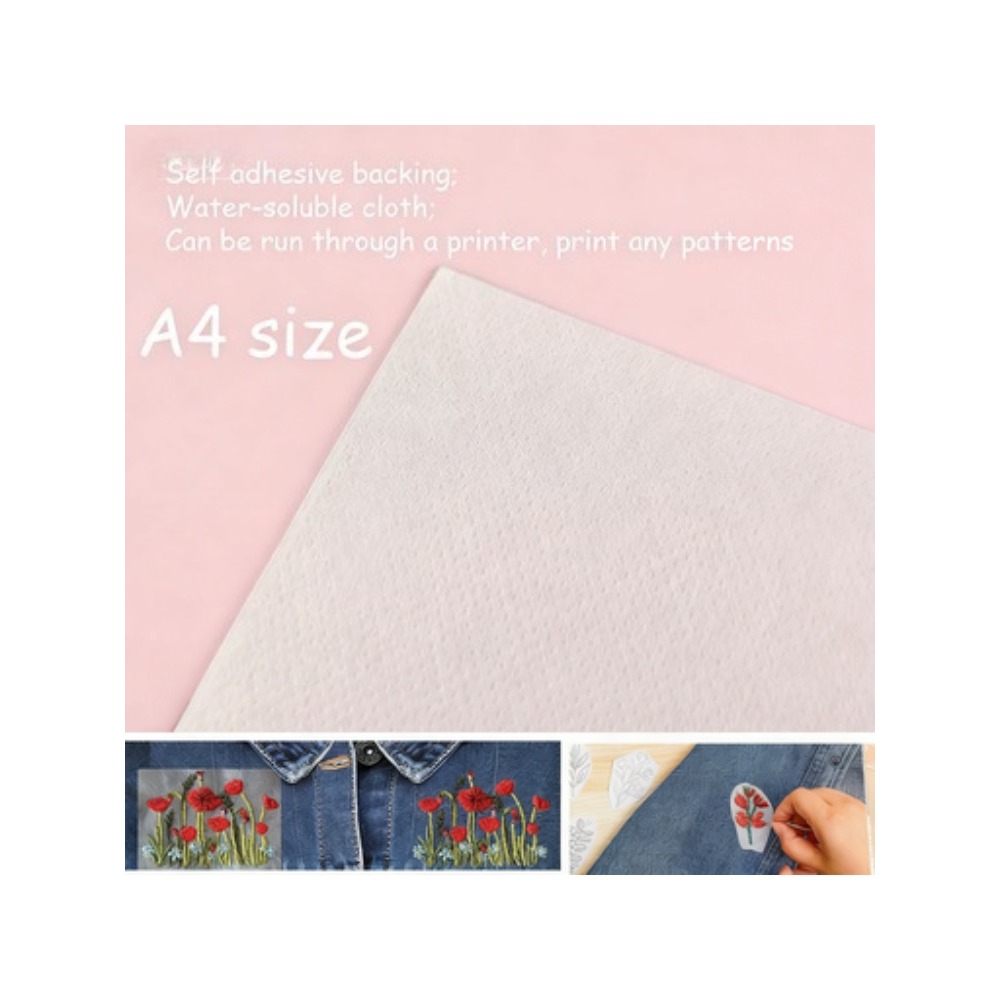 A4 사이즈 맞춤 인쇄 가능 수용성 접착 안정제 스티커 - Embroidery Stabilizer Backing 리뷰 및 가격