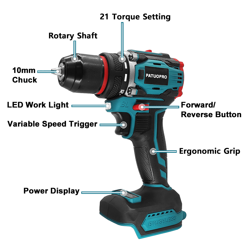 PATUOPRO 무선 브러시리스 전기 드릴 스크루드라이 - Makita Drill Ddf484 리뷰 및 가격